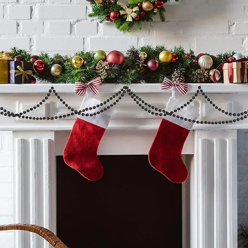 Vista 5 de Guirnalda de cuentas de Navidad de 32.8 pies, guirnalda de perlas artificiales de Navidad, guirnalda de árbol de Navidad, decoraciones de cadena