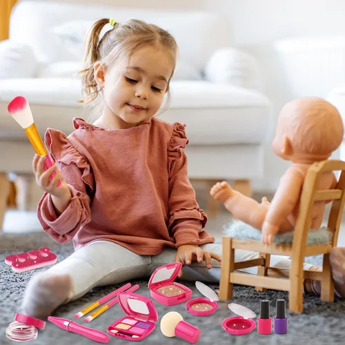 Vista 2 de Kit de maquillaje de simulación para regalo de niña de 3, 4, 5 años Rosa
