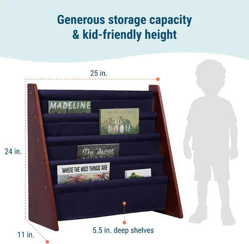 Vista 3 de Wildkin estantería de lona para niños y niñas, diseño de madera con cuatro estantes de tela, mantén las habitaciones, salas de juegos y aulas