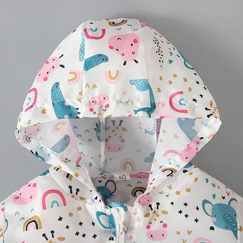 Vista 7 de Toddler Kids Boys Girls Hood Coat Cute Pattern Print Zipper Jacket Cardigan Long Sleeve Windproof Hoodie Outwear