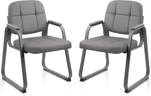 Vista 18 de CLATINA Silla de recepción de invitados, sillas de sala de conferencias, sillas de sala de espera con brazos acolchados, silla de escritorio sin