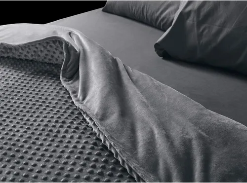 Vista 2 de RelaxBlanket - Funda de edredón 48 x 72 pulgadas para manta con peso Premium súper suave de tela minky con puntos Gris oscuro Punto gris oscuro