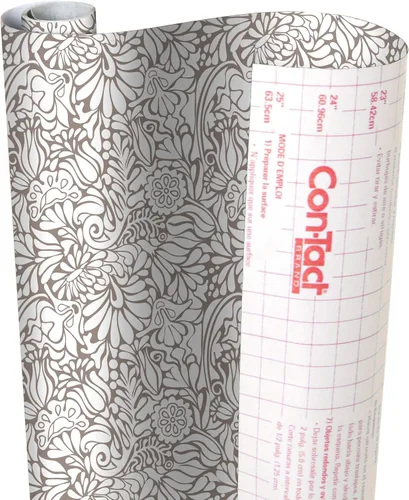 Vista 3 de Con-Tact Brand Blue-18 - Revestimiento adhesivo para cajón y estante, 18.0 x 9.0 in, diseño floral antiguo, color azul