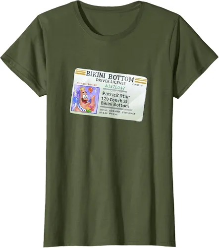 Vista 69 de SpongeBob SquarePants Camiseta con logotipo de Patrick Star Driver License King, Negro