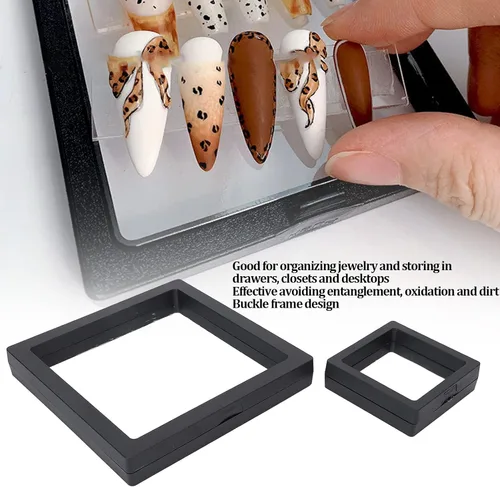 Vista 2 de Caja de película protectora para joyas, cajas de almacenamiento para exhibición de uñas postizas, caja de película transparente, resistente a