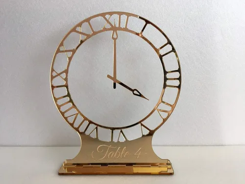Vista 7 de Números de mesa de boda, Reloj de corte láser personalizado, Centros de mesa modernos independientes, Decoración de recepción, Titulares de números