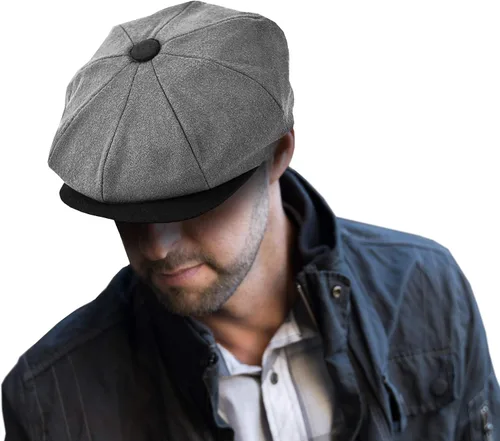 Vista 40 de EPOCH Gorra de lana para hombre, sombrero de golf Applejack de cabbie de tweed de conducción en espiga Nsb1910