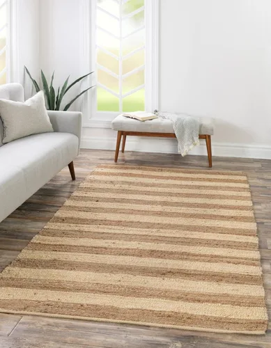 Vista 9 de Unique Loom Alfombra trenzada de la colección de yute – Bina (2' 2" x 3' 1", rectangular, gris marfil)
