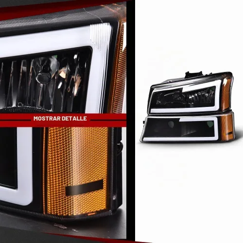 Vista 5 de CHEDA Conjunto de faros, lente transparente carcasa negra ámbar reflector