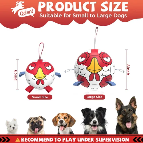 Vista 3 de QDAN Pelotas de juguete para perros: Pelota de fútbol para entrenamiento de mascotas con correas - Pelota para cachorros, extra pequeña, pelotas