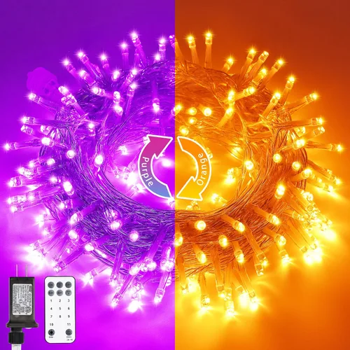 Vista 22 de JMEXSUSS 200 luces LED de Pascua al aire libre e interior para decoraciones, 66 pies conectables pastel luces de Pascua cadena de alambre