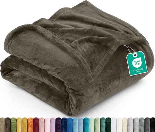 Vista 67 de Utopia Bedding - Manta de vellón de lujo, mullida, antiestática; manta de suave microfibra de 8.8 oz/yd² (300 g/m²) para sofá y cama; tamaño Gris