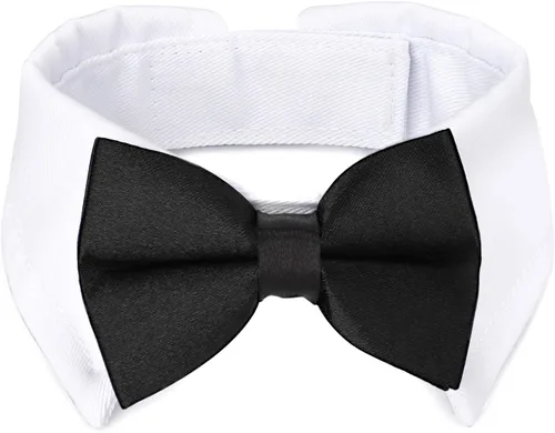 Vista 38 de Collar de corbatín negro para gato Segarty, lindo esmoquin para cachorros con corbatín para perros con collar blanco ajustable hecho a mano