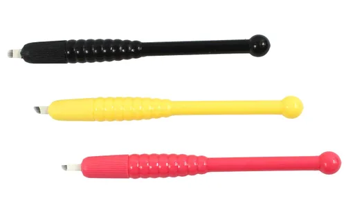 Vista 5 de Xiaoyu 5PCS Desechable Manual Microblading Pen Cejas Tatuaje Pluma Hoja para Maquillaje Semi-Permanente, Agujas F18, Negro