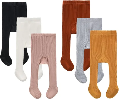 Vista 9 de CECORC - Mallas para niñas bebé, mallas para niñas pequeñas con punto trenzado, gruesas, de algodón, pantimedias para bebé, 1-10T Paquete de 2