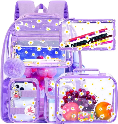 Vista 14 de Mochila transparente, resistente bolsa transparente para mujeres y hombres Heavy Duty