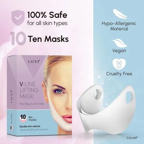 Vista 6 de Máscara facial adelgazante en forma de V, reductor de barbilla doble, máscara de elevación de línea en V, cinta de elevación de cuello, parche más