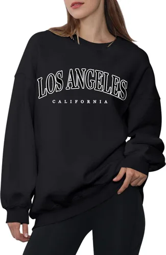 Vista 3 de Trendy Queen Sudaderas de gran tamaño para mujer, sudaderas con capucha de forro polar con cuello redondo, suéteres cómodos, ropa de otoño e