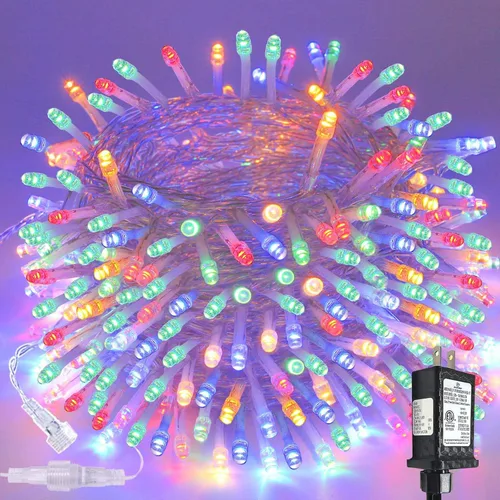 Vista 16 de Guirnalda de 100 luces LED conectables para interiores y exteriores, luces de Navidad blancas cálidas de 33 pies, impermeables, 13 modos
