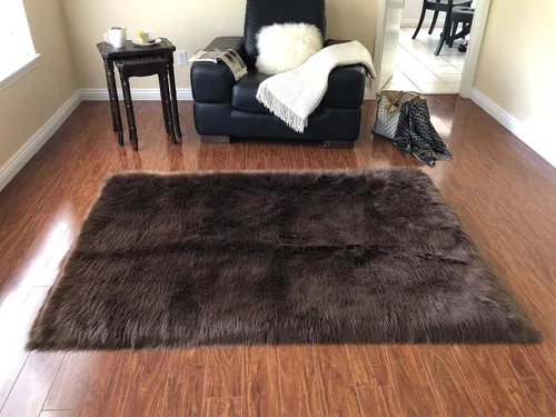Vista 9 de LAMBZY Alfombra cuadrada de piel de oveja sintética, súper suave, hipoalergénica, de pelo de felpa de primera calidad