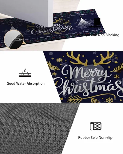 Vista 8 de Tapete de baño de Navidad para bañera, antideslizante, de secado rápido y absorbente, tierra de diatomeas, fregadero de cocina, ducha, tapete