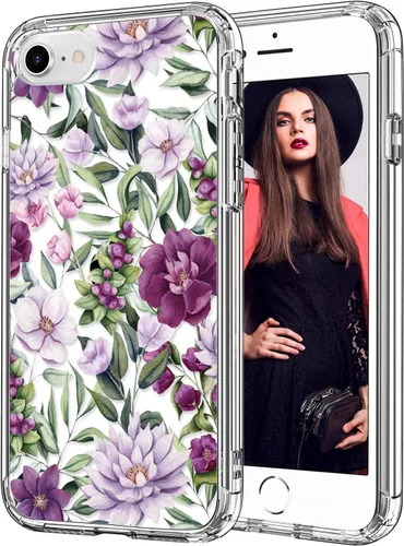 Vista 12 de ICEDIO Funda para iPhone SE 2022/2020, 8, 7 - TPU Transparente, Diseño de Flores Florecientes Coloridas, con Protector de Pantalla para Niñas