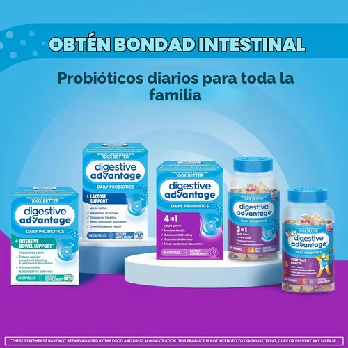 Vista 7 de Digestive Advantage Gomitas Probióticas Diarias para Niños, Multi, Sabores Naturales de Fruta, 80