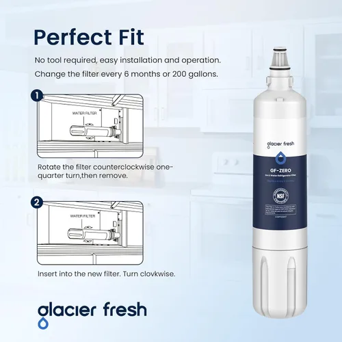 Vista 7 de GLACIER FRESH Repuesto para filtro de agua 4204490 y cartucho de purificación de aire 7007067, compatible con Sub-Zero 4204490, filtro de agua