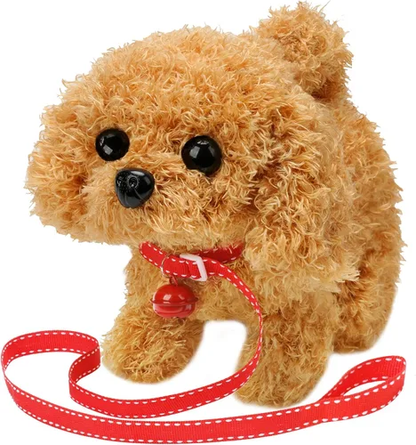 Vista 8 de KSABVAIA Juguete de Peluche Golden Retriever Cachorro Perro Electrónico Interactivo - Camina, Ladra, Mueve la Cola, se Estira, Compañero Animal