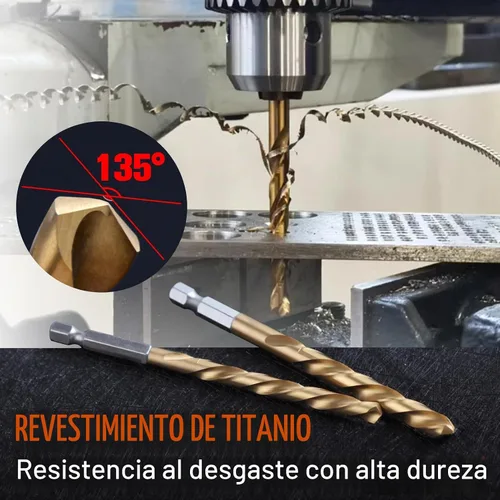 Vista 2 de Juego de 11 extractores de tornillos fáciles de sacar, kit de broca de mano izquierda con revestimiento de titanio y extractor de pernos