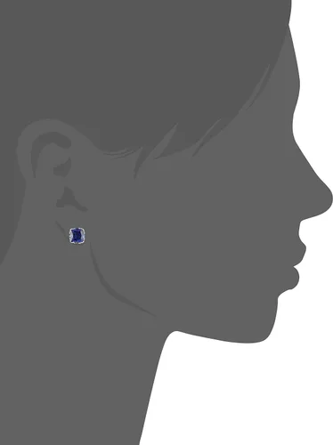 Vista 2 de Tienda Collection 925 Sterling Silver Jubilee Cut September Birthstone Created Sapphire Stud Earrings for Women with Crown Setting