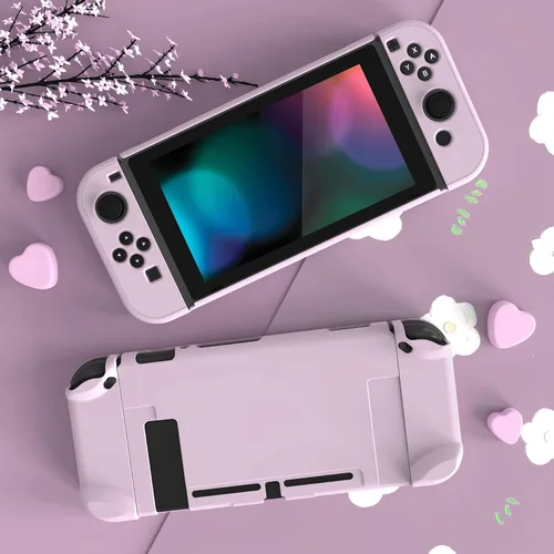 Vista 3 de eXtremeRate PlayVital Back Cover for Nintendo Switch Console, NS Joycon Handheld Separable Protector Hard Shell, Soft Touch Dockable Protective Case