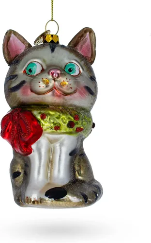 Vista 2 de Adorno navideño de cristal soplado con collar brillante