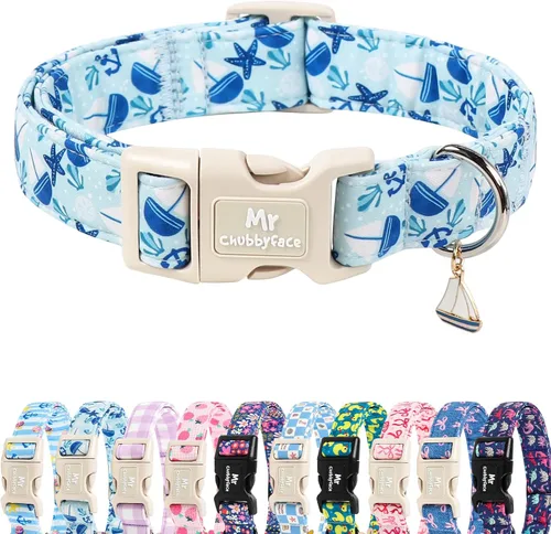 Vista 52 de MR.CHUBBYFACE· Collar de perro de San Valentín azul, lindo collar de cachorro con lazo azul, collar ajustable de algodón para mascotas con hebilla