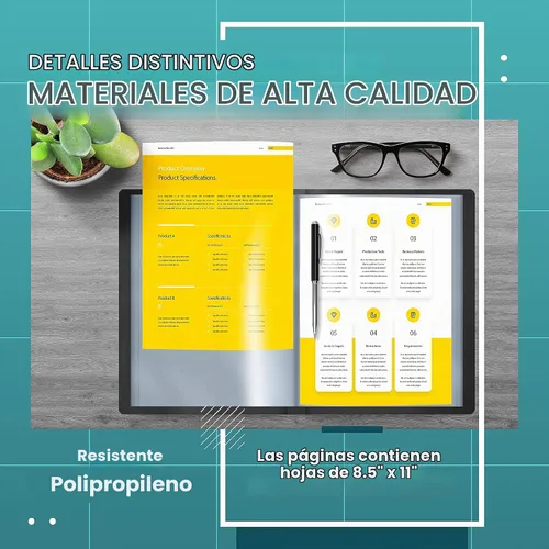 Vista 2 de Better Office Products Libro de presentación negro con 60 bolsillos, con cubierta frontal transparente, 120 páginas protectoras de hojas, hojas