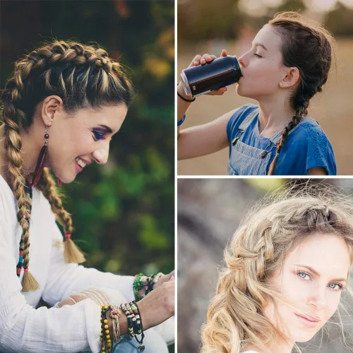 Vista 8 de Juego de 20 herramientas de cola de caballo y trenzado para accesorios de peinado de cabello para mujer