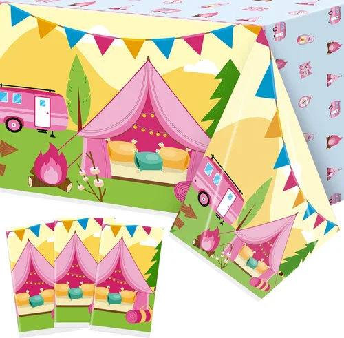 Vista 13 de Mantel de mesa para decoración de fiesta, 3 paquetes de mantel de plástico rectangular desechable para piscina de verano, baby shower, cumpleaños