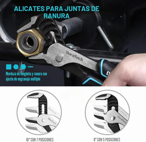 Vista 6 de DURATECH Juego de alicates de 7 piezas con estuche enrollable, construcción Cr-Ni de alta calidad