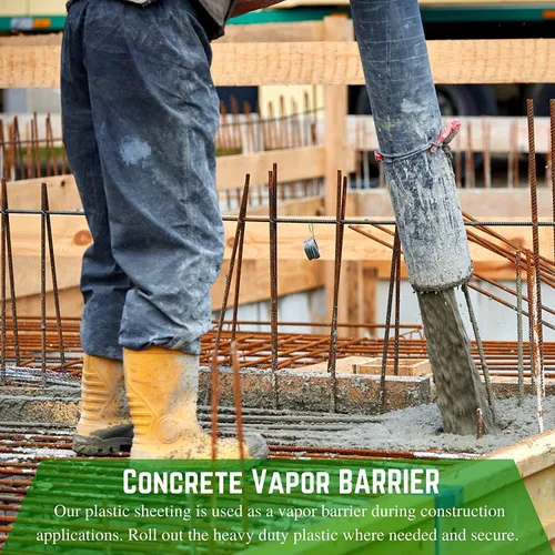 Vista 4 de Farm Plastic Supply - Barrera de vapor de hormigón - 15 mil - (14' x 35') - Lona de plástico azul resistente, láminas de poliolefinas, barrera