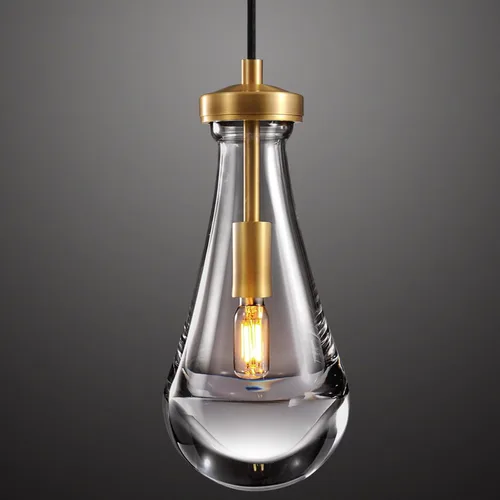 Vista 23 de Luces Colgantes Modernas de Gota de Lluvia, Luces Colgantes para Isla de Cocina, Lámpara de Comedor con Barra de Latón, Candelabro de Gota de Lluvia