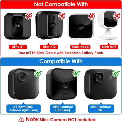 Vista 2 de Outdoor Camera Mount for Blink Outdoor 4/Outdoor 2K+/3rd Gen, Waterproof 360°Adjustable Camera Wall Mount Bracket for Blink Outdoor Camera, Camera