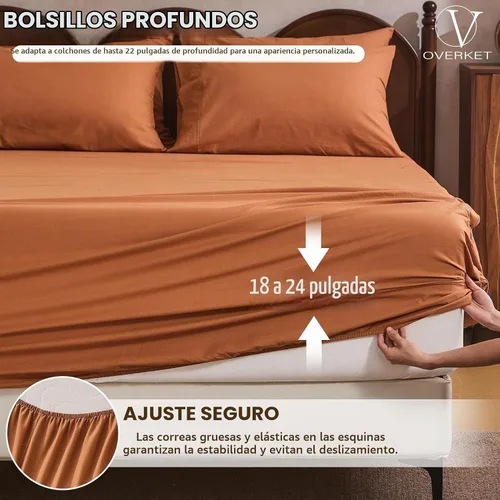 Vista 2 de Juego de sábanas 100 % lino, tamaño Queen, bolsillo extra profundo para colchones de 18 a 24 pulgadas, transpirable y suave, juego de 4 piezas liso