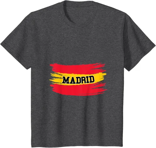 Vista 22 de Camiseta familiar de España Madrid con bandera española envejecida, Negro