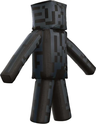 Vista 2 de Disfraz de Enderman, disfraces inflables de Minecraft para niños, tamaño infantil, funciona con ventilador, traje inflable expandible, color negro