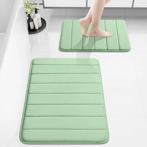 Vista 72 de Buganda Juego de 2 alfombras y tapetes de baño de espuma viscoelástica, lavables a máquina, suaves, antideslizantes, absorbentes, para baño, ducha