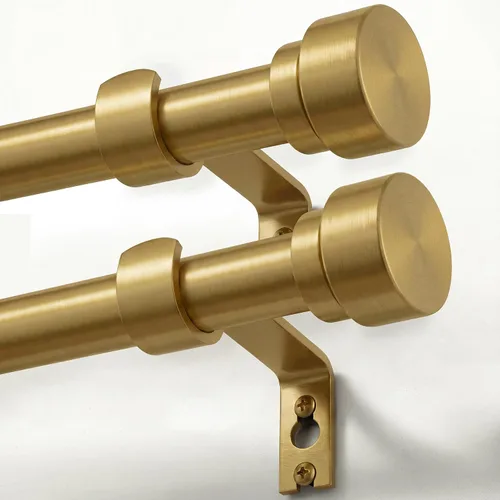 Vista 12 de Barras de cortina resistentes para ventanas de 28 a 48 pulgadas, barra de cortina de bronce antiguo de 1 pulgada, barra de longitud ajustable