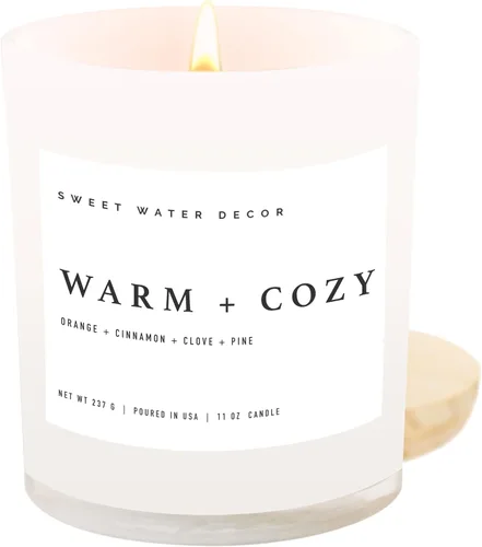 Vista 20 de Sweet Water Decor - Vela de soja Cashmere and Vanilla, aroma cachemira suave, sándalo, jazmín y vainilla, frasco blanco de 11 onzas + tapa