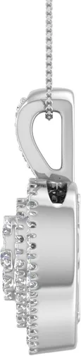 Vista 2 de Collar con colgante de corazón de diamantes de 12 quilates en oro macizo de 14 quilates (cadena de plata incluida)