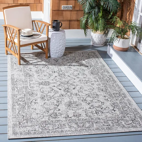 Vista 83 de SAFAVIEH Alfombra lavable al aire libre, colección Courtyard - 2'3" x 5', azul aguamarina y gris, no desprende pelusa y fácil limpieza, ideal