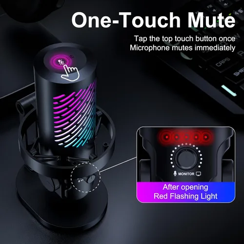 Vista 9 de tenlamp Micrófono USB para juegos para transmisión y podcast, control